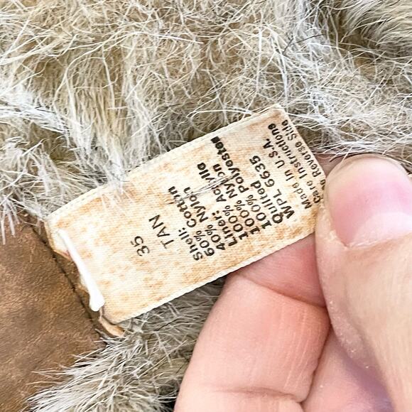 Vintage Woolrich Tan Lined Outerwear Faux Fur Collared Front Zip Vest Size XL - Picture 10 of 10